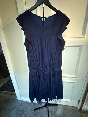GAP  Beautiful Navy Ruffle Sleeve Midi Dress   size Large